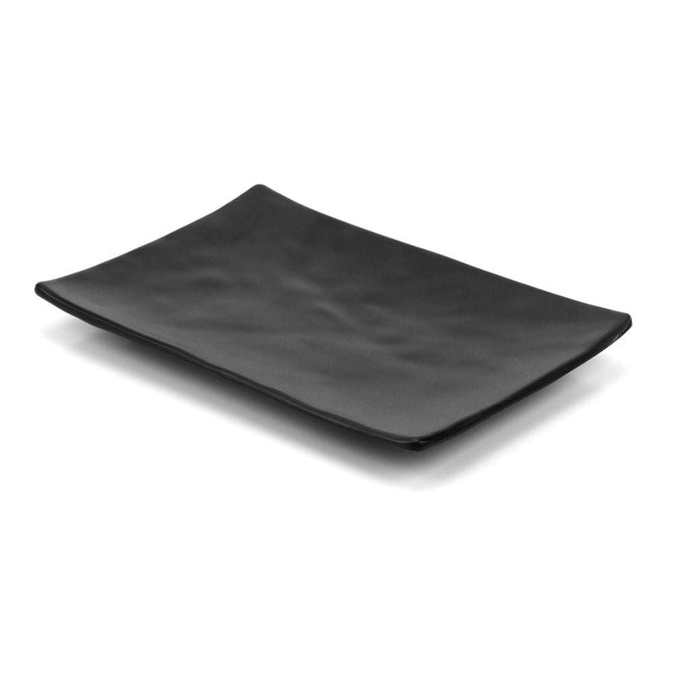 Prato para Sushi Retangular Melamina Preto 20x14x2cm