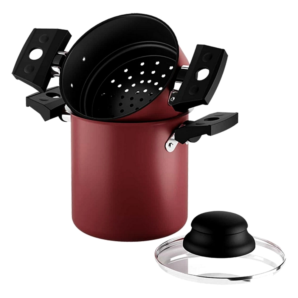 Cuzcuzeira Antiaderente Cereja 10cm 800ml Brinox