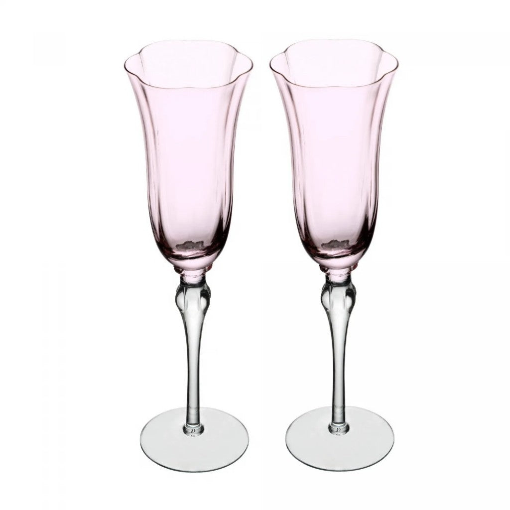 Conjunto 2 Taças Champanhe Rosa e Cinza Vidro 200ml Wolff