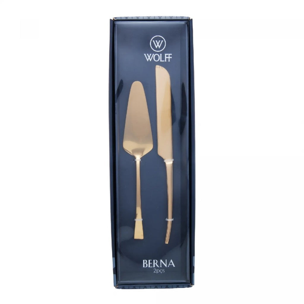 Conjunto Bolo Berna Dourado Aço Inox 2 Peças Wolff