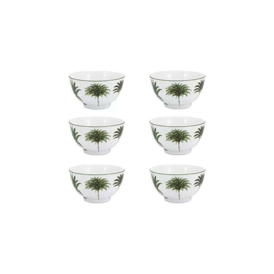 Conjunto com 6 Bowls de Porcelana Palmeira 13cm Schmidt
