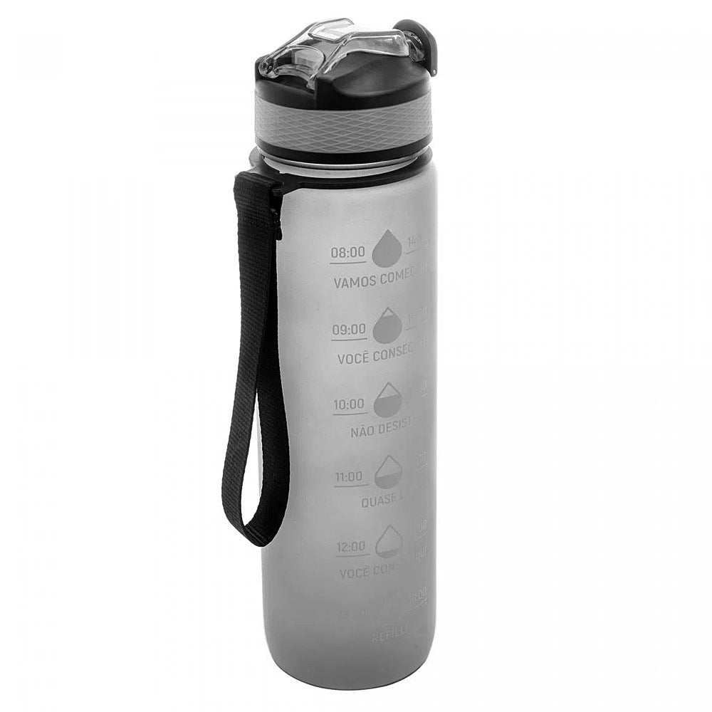 Garrafa Squeeze Para água com Marcadores Cinza 1l Lyor
