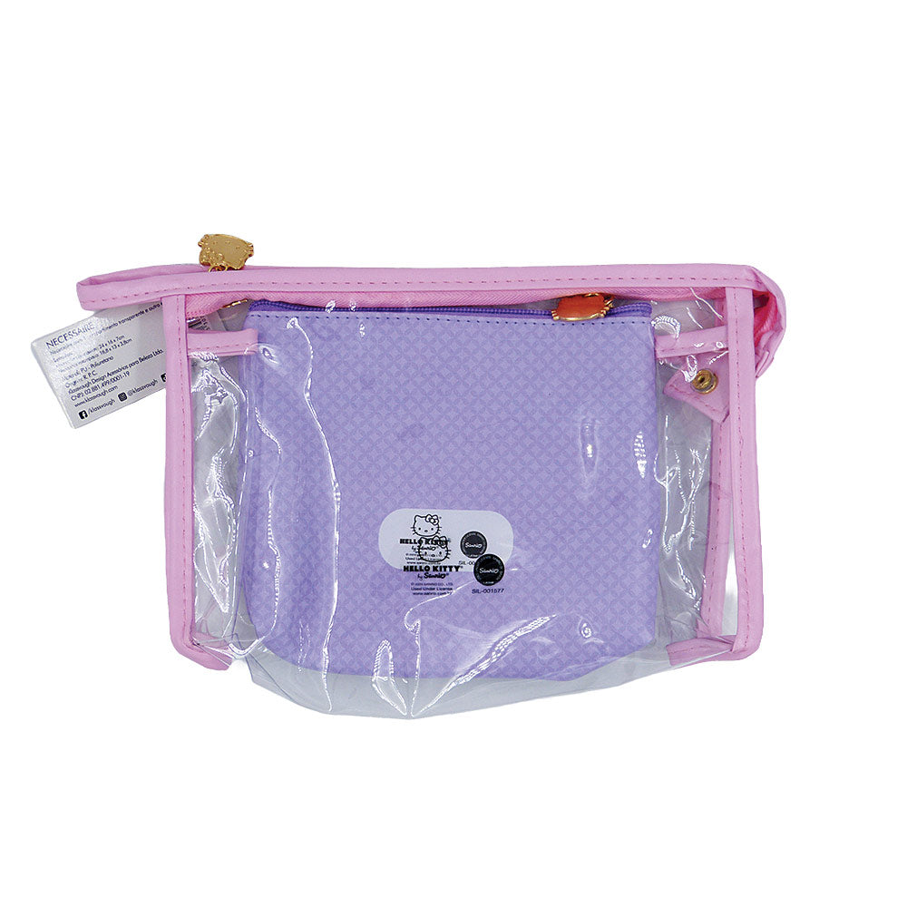 KIT COM 2 NECESSAIRE LILAS HELLO KITTY 24X16X7CM E 18,8X13X3,8CM KCHK-03L KLASS VOUGH
