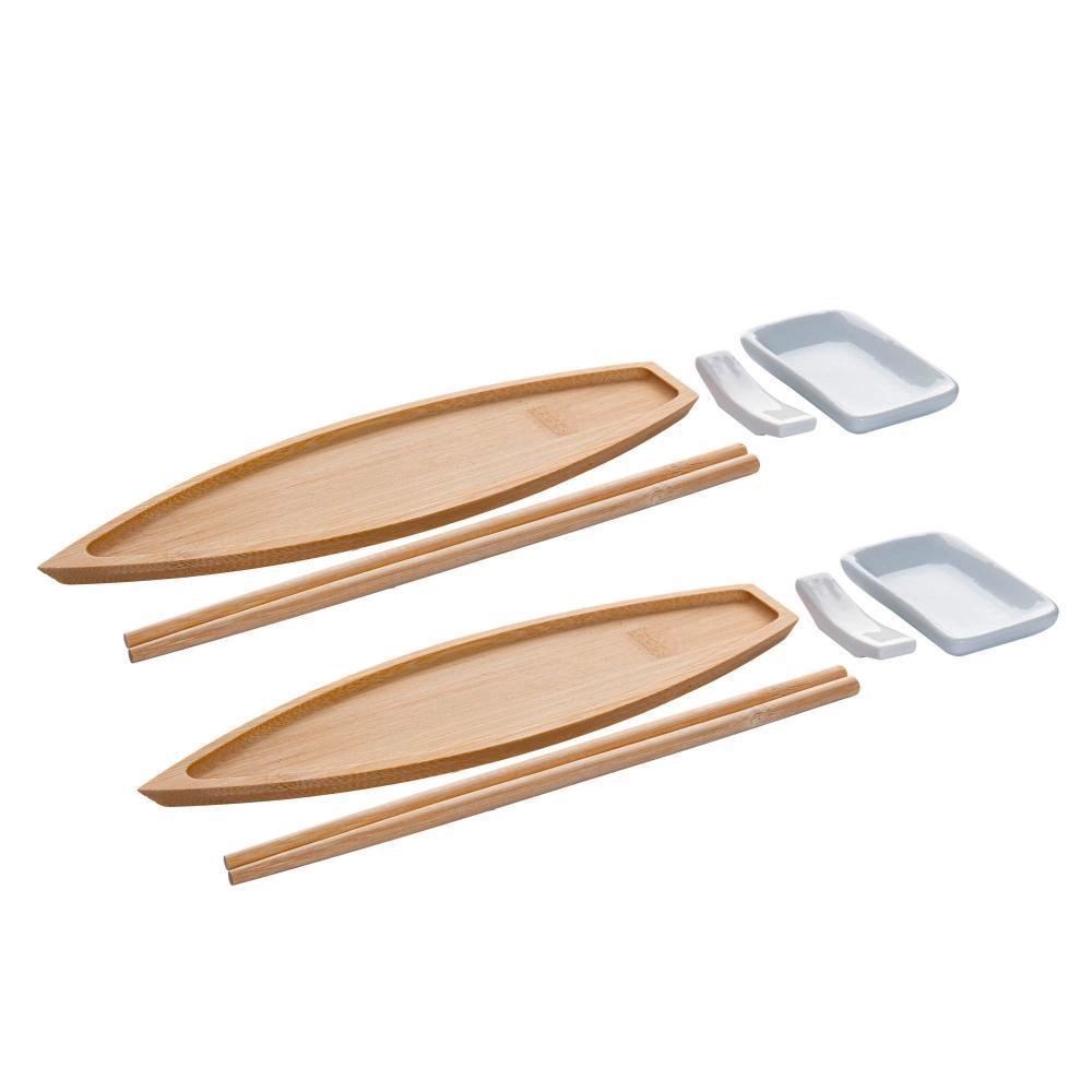 Conjunto para Sushi de Bambu e Cerâmica Nagasaki 8 Peças Lyor