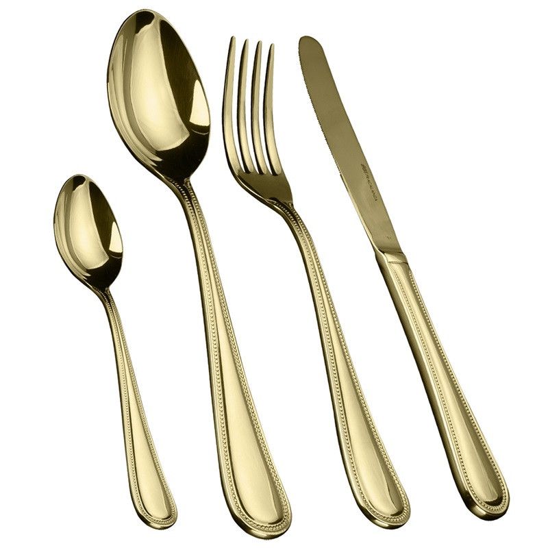 Faqueiro Pearl em Aço Inox Champanhe com 24 Peças