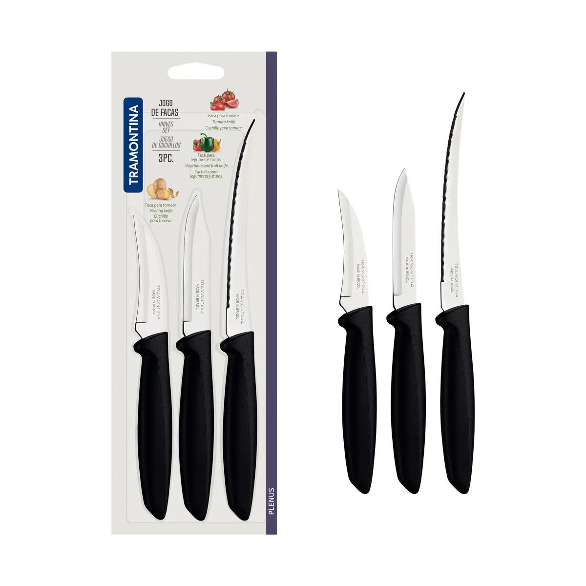 Faqueiro Plenus Preto Jumbo 3 Peças