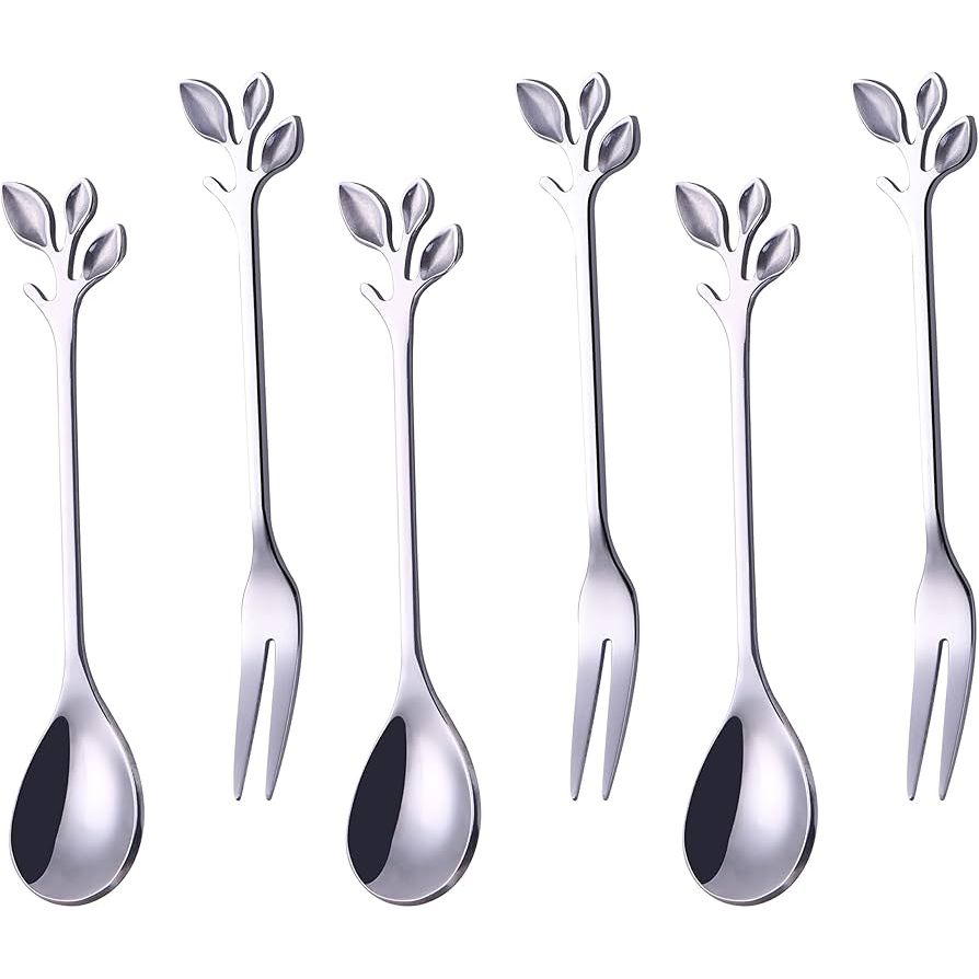 Jogo com 6 Talheres Inox Prata para Petisco