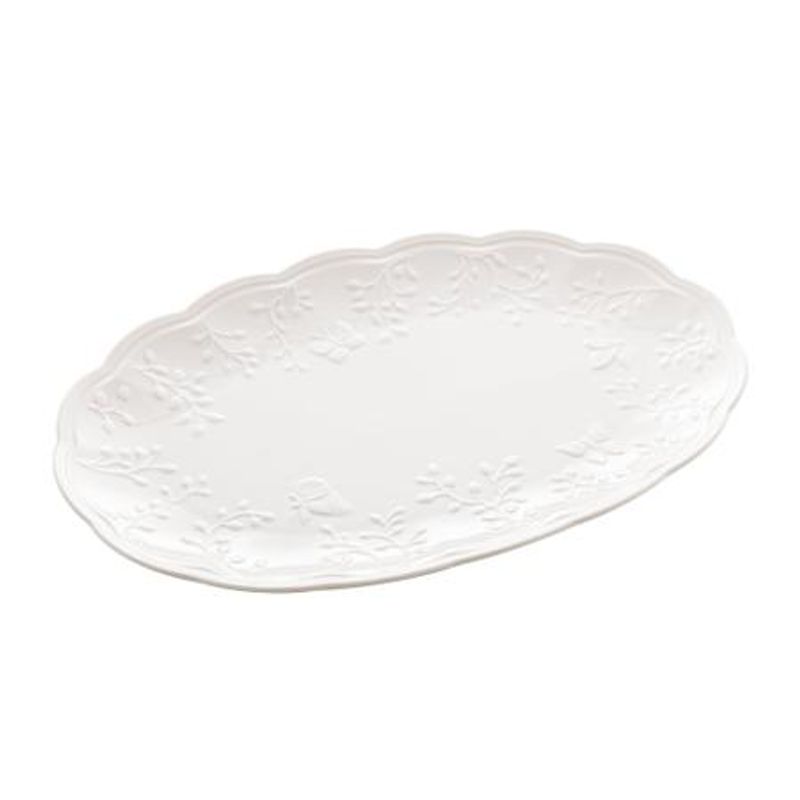 Travessa De Porcelana New Bone Butterfly Flower 31,5x21x2,5cm Lyor