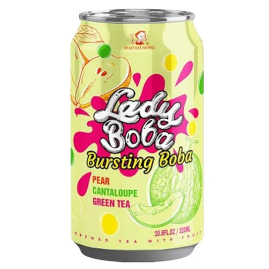 Chá Verde Sabor Pêra e Melão com Bolinha de Tapioca Bubble Tea 320ml Madam Hong