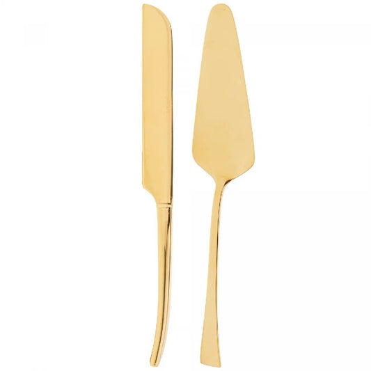 Conjunto Bolo Berna Dourado Aço Inox 2 Peças Wolff