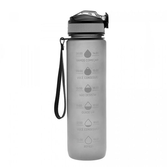 Garrafa Squeeze Para água com Marcadores Cinza 1l Lyor