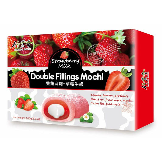Bolinho de Arroz Moti Recheio Duplo Leite e Morango 180g Bamboo House