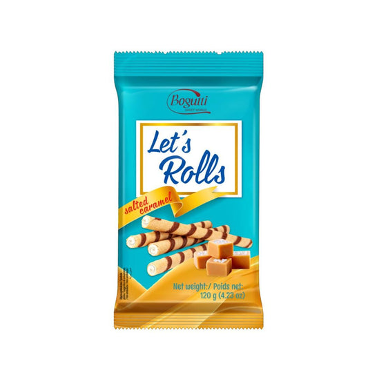 Canudos de Wafer Caramelo Salgado Lets Rolls 120g Bogutti